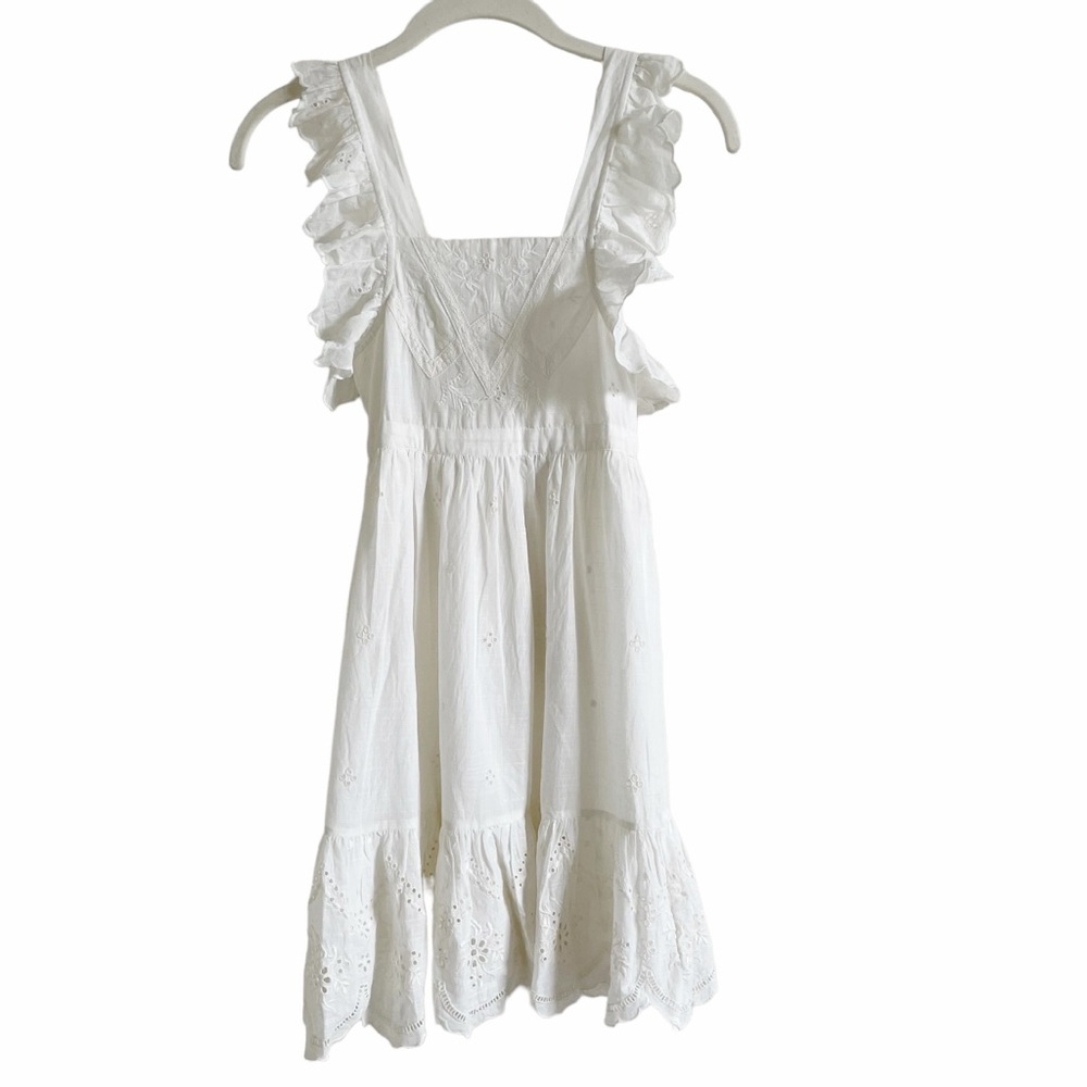 Nellystella ELINA Dress Bright White Size 3 Midi Bohemian Embroidered Wedding